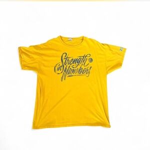 Golden State Warriors Gold and Blue “Strength in Numbers” 2018 NBA Finals Tee XL
